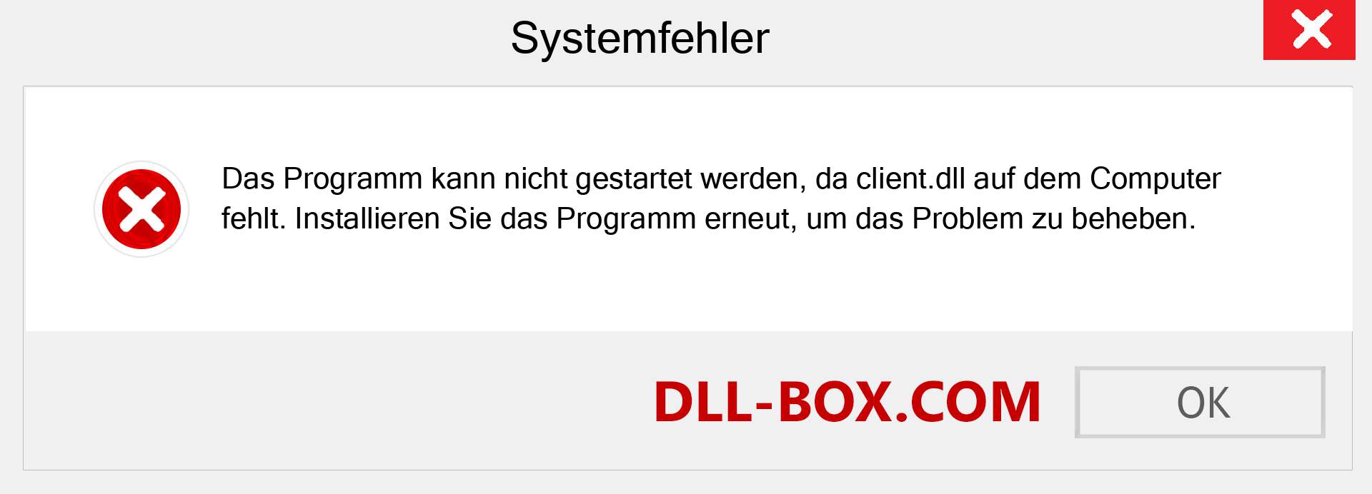 client.dll-Datei fehlt?. Download für Windows 7, 8, 10 - Fix client dll Missing Error unter Windows, Fotos, Bildern