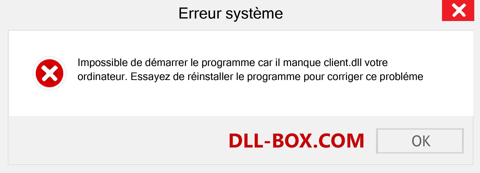 Le fichier client.dll est manquant ?. Télécharger pour Windows 7, 8, 10 - Correction de l'erreur manquante client dll sur Windows, photos, images